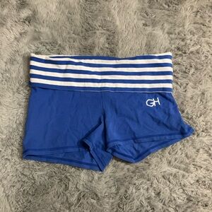 SOLD!! Gilly Hicks Blue and White Striped Fold-Over Waistband Yoga Shorts